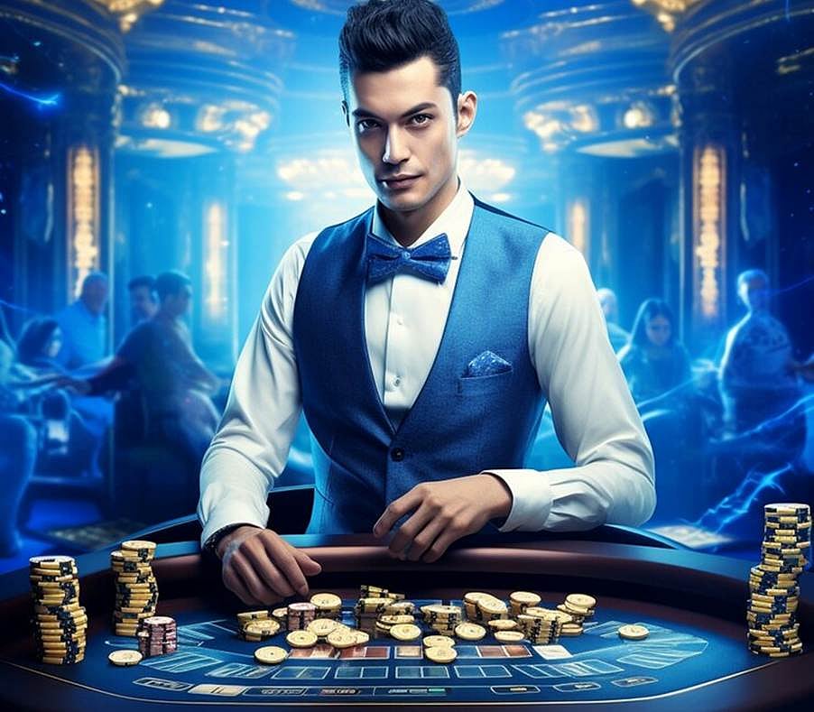 A man is playing table casino