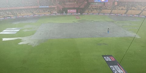 Heavy rain at the M Chinnaswamy Stadium