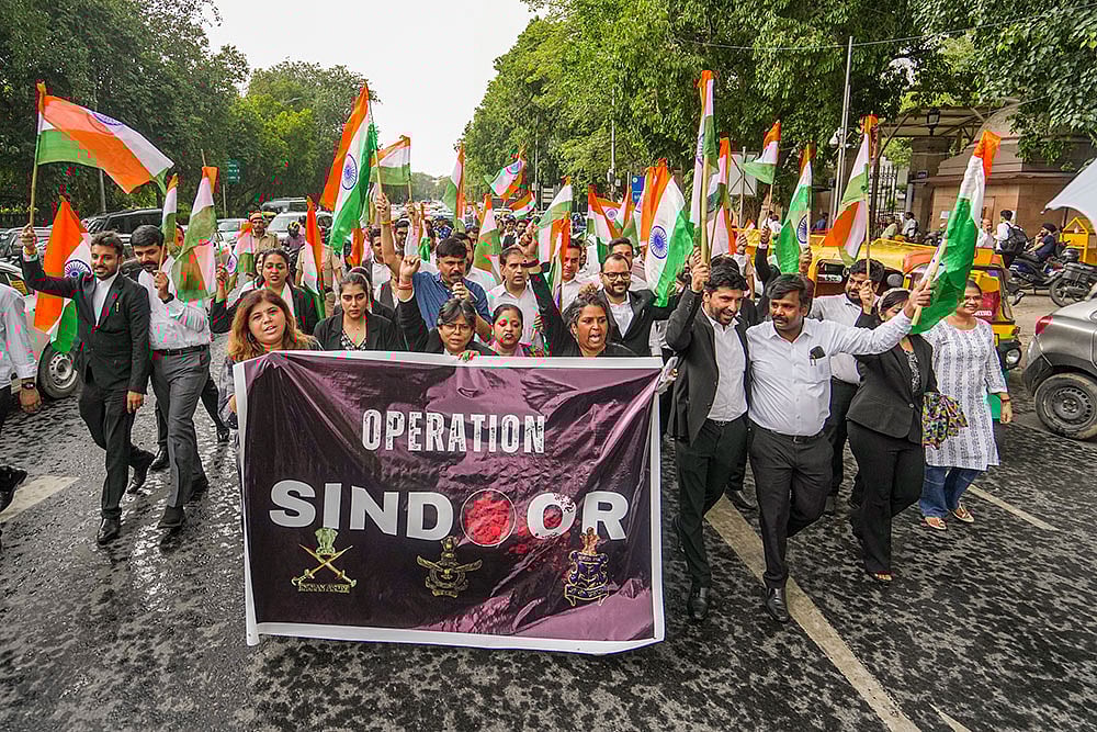 | Photo: PTI/Kamal Singh : March in support of Indian armed forces