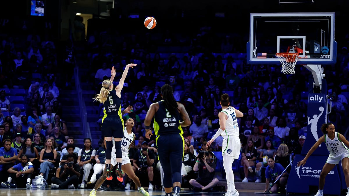 Paige Bueckers of the Dallas Wings shoots the ball against the Minnesota Lynx during the first half at College Park Centre on May 16, 2025, in Arlington, Texas. - null