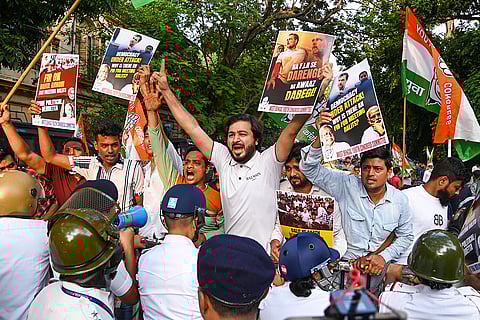IYC protest in Kolkata over FIR against Rahul Gandhi in Darbhanga