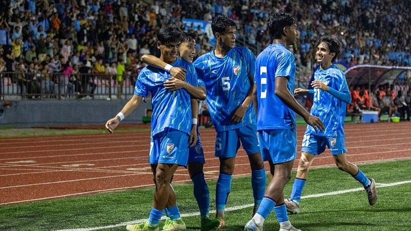 AIFF : India Under-19 football team celebrating their win.
