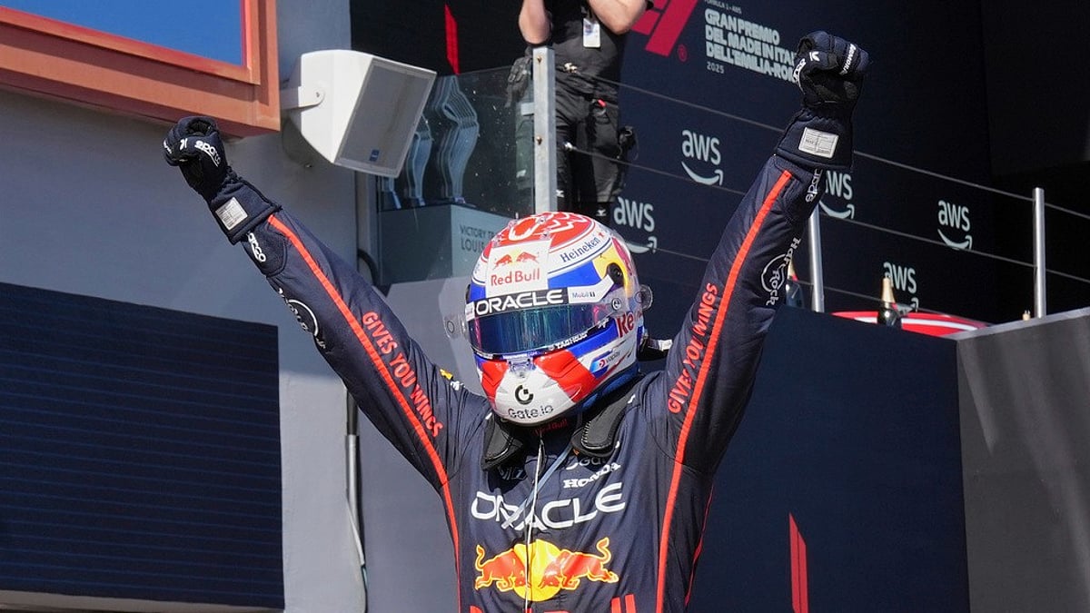 Red Bull driver Max Verstappen of the Netherlands celebrates