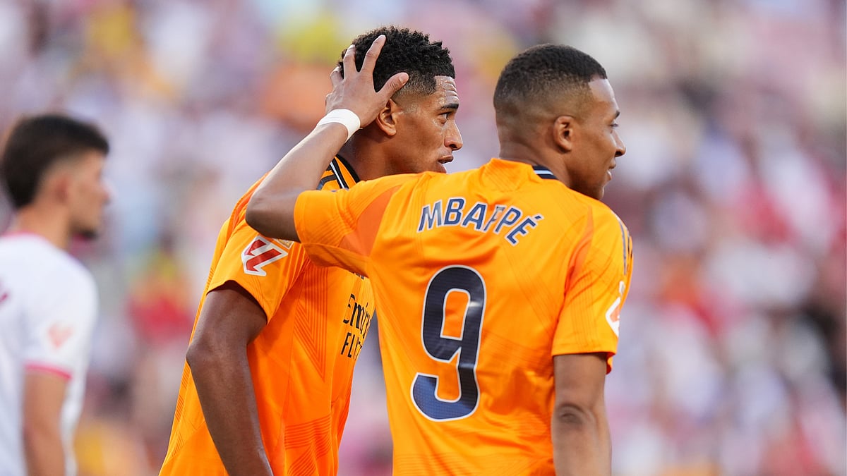 Kylian Mbappe and Jude Bellingham during Real Madrids game at Sevilla