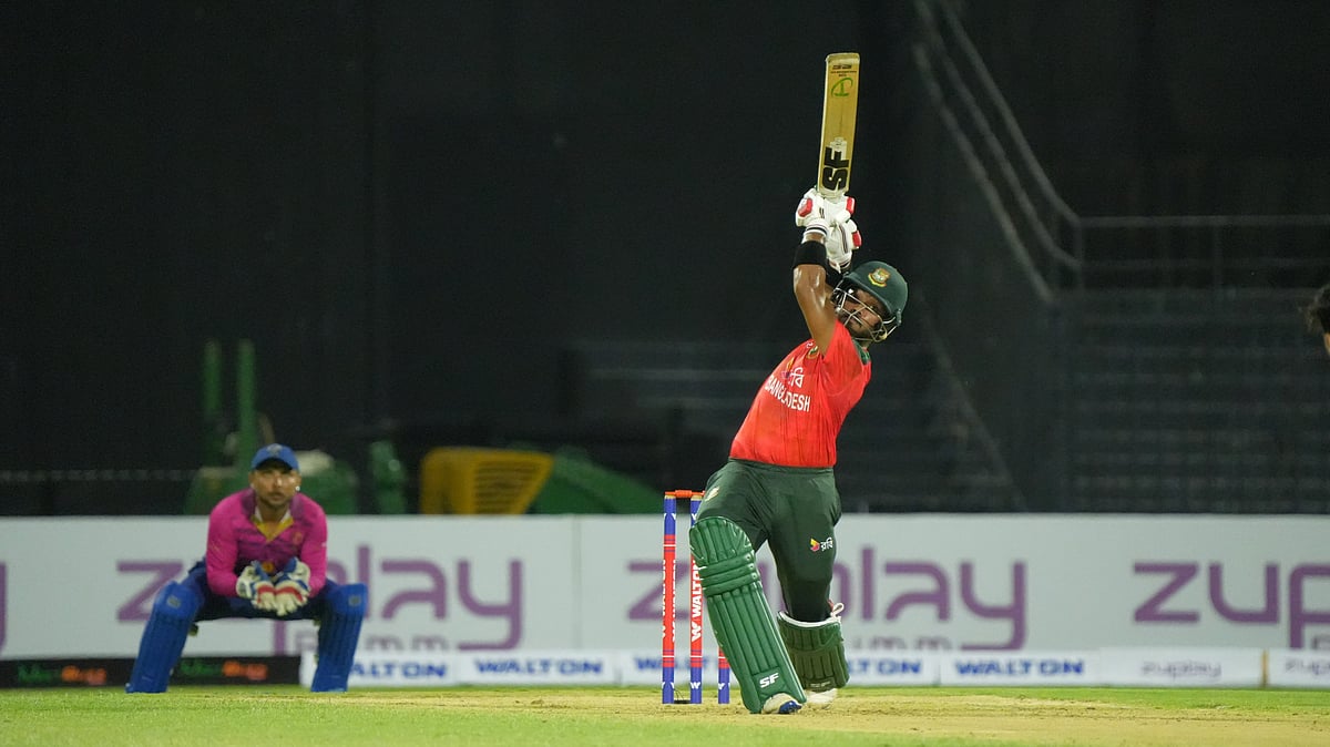 | Photo: X/EmiratesCricket : Bangladesh's Parvez Hossain Emon scored a century against the United Arab Emirates on Sunday.