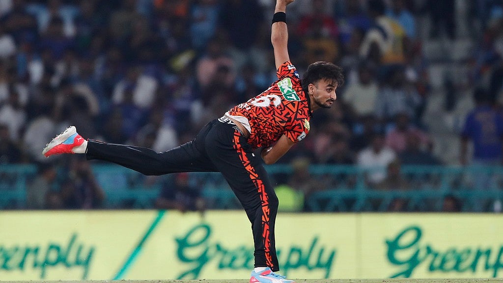 Sunrisers Hyderabad's Harshal Patel bowls a delivery during the Indian Premier League cricket match between Lucknow Super Giants and Sunrisers Hyderabad at Atal Bihari Vajpayee Ekana Cricket Stadium in Lucknow, India, Monday, May 19, 2025.  - AP