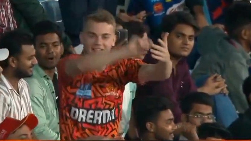X : SRH fan doing the notebook celebration of Digvesh Rathi