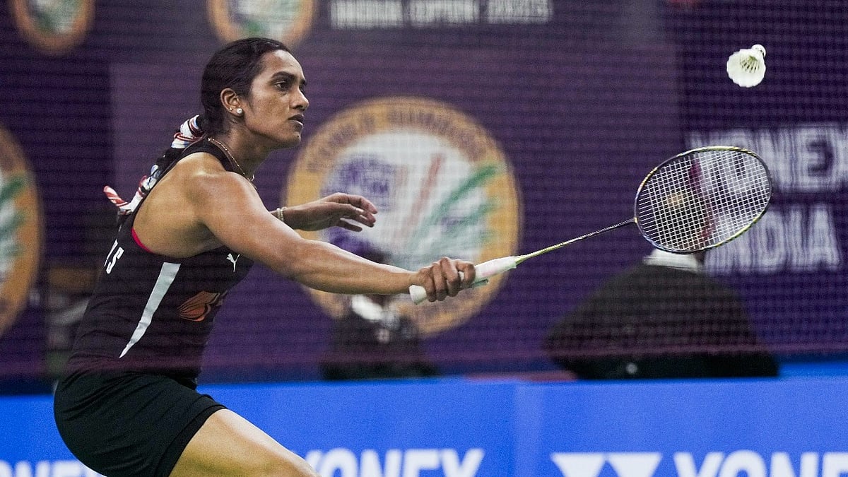 (PTI Photo/Manvender Vashist Lav) : New Delhi: India's PV Sindhu in action. 