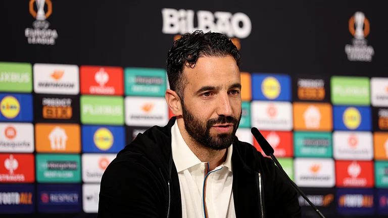 Ruben Amorim pictured at Tuesday's pre-match press conference - File