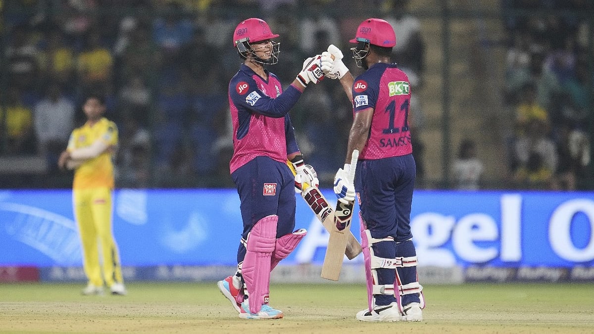 Rajasthan Royals' Vaibhav Suryavanshi and captain Sanju Samson, right, during their Indian Premier League 2025 match against Chennai Super Kings at Arun Jaitley Stadium in New Delhi on May 20, 2025. - | Photo:  (AP Photo/Manish Swarup)
