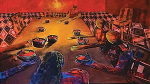 Artwork by Yasmeen Abdullah : ‘To The Enemy Who Drinks Tea In Our Hut’