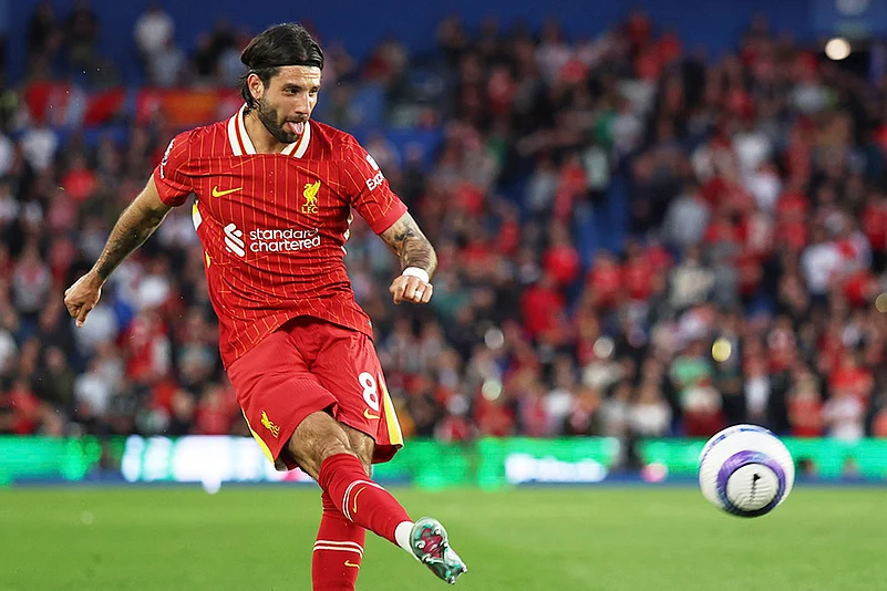 Britain Soccer Premier League EPL 2024-25 Brighton vs Liverpool: Dominik Szoboszlai