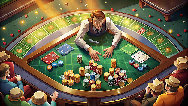 A man is playing on casino table