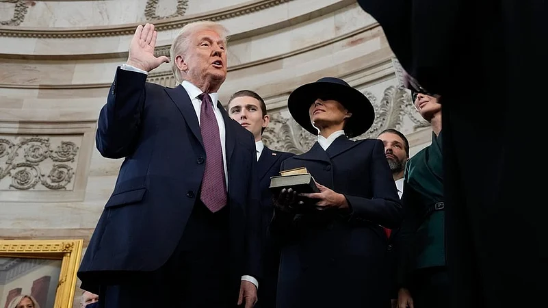 Melania Trump as Donald Trump takes oath