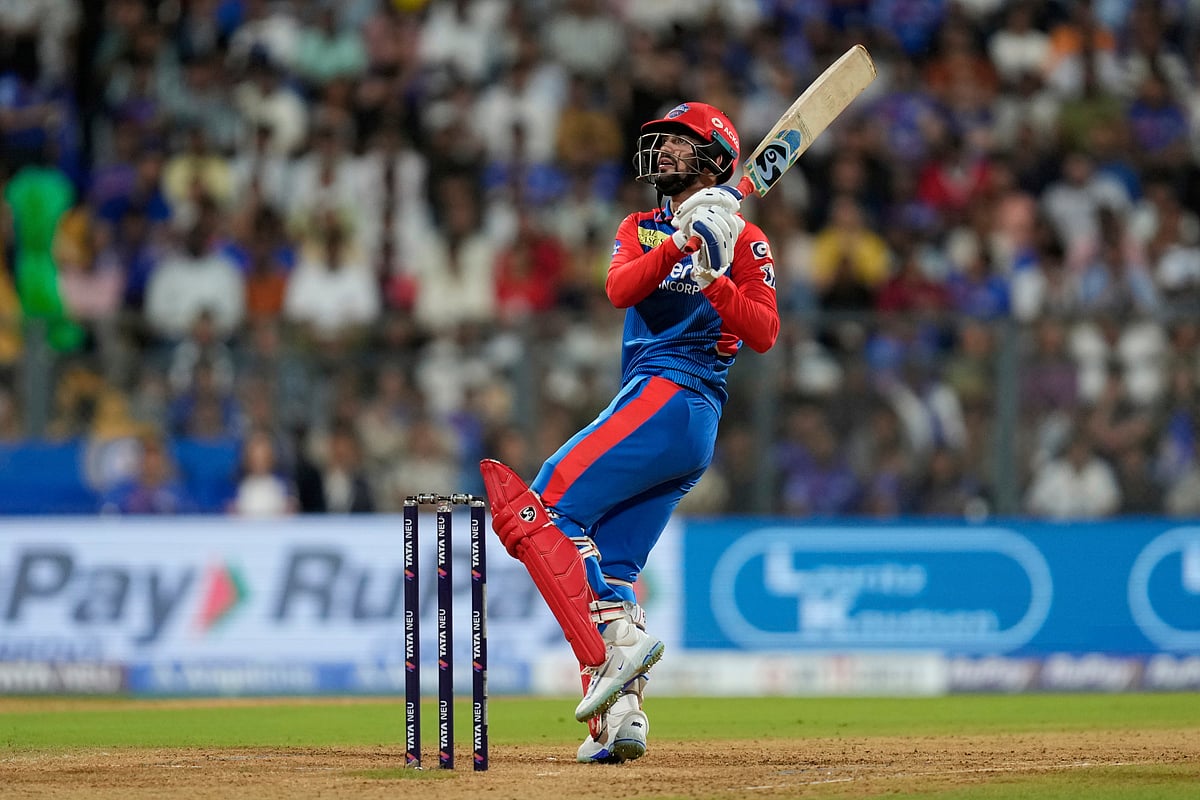 (AP Photo/Rajanish Kakade)


 : Delhi Capitals' Sameer Rizvi plays a shot during the Indian Premier League cricket match between Mumbai Indians and Delhi Capitals at Wankhede Stadium in Mumbai, India, Wednesday, May 21, 2025. 