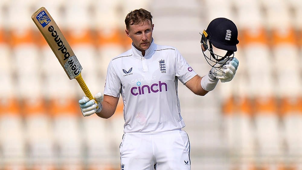 | Photo: AP/Anjum Naveed : File Photo: England's Joe Root celebrates after scoring century.