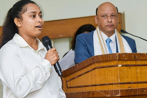 Dipa Karmakar takes oath as President of the Tripura Olympic Association