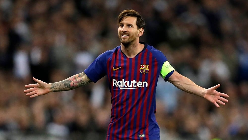 Lionel Messi playing for FC Barcelona. - File