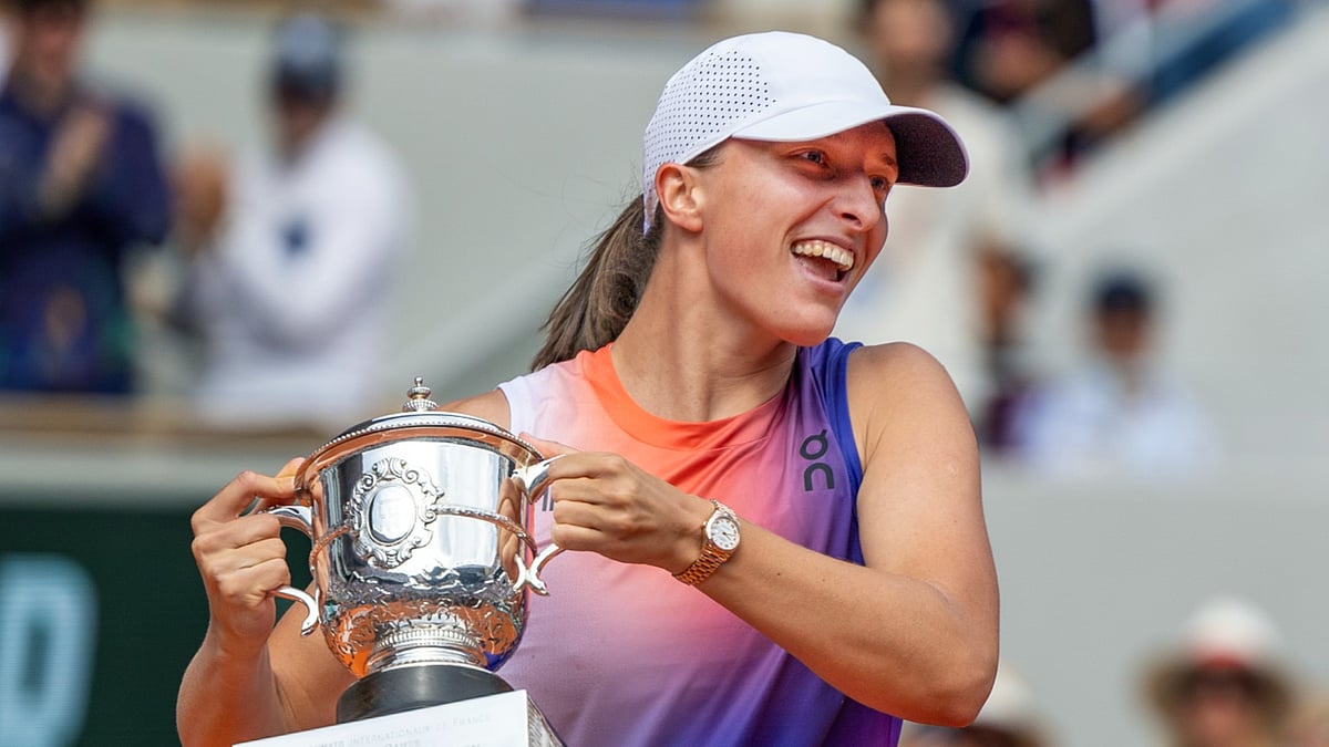 Iga Swiatek celebrates her 2024 triumph