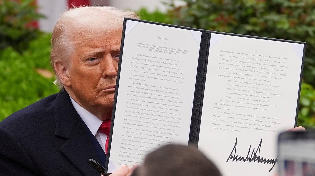 AP Photo : President Donald Trump holds a signed executive order | representational image |