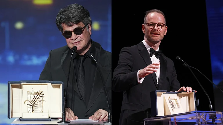 (L) Jafar Panahi bags Palme d’Or, for It Was Just an Accident and (R) Joachim Trier wins Grand Prix for Sentimental Value at Cannes 2025 - AP