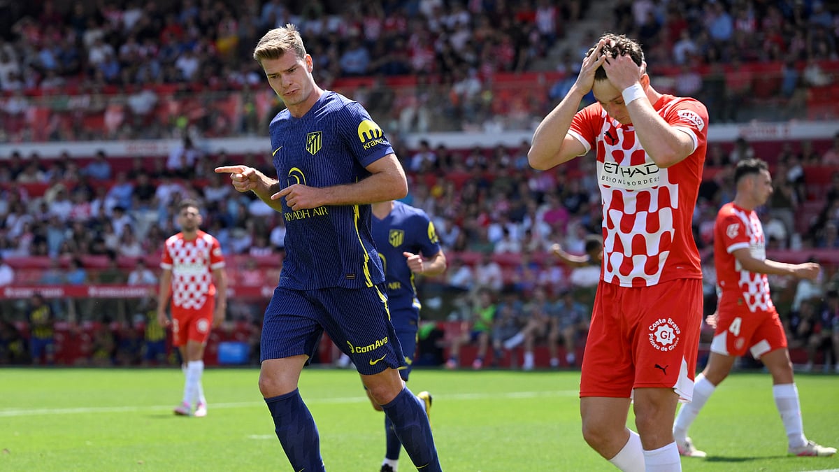 Alexander Sorloth celebrates at Girona on Sunday