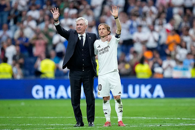 Spanish Soccer La liga RMA Vs RSO football match: Carlo Ancelotti and Luka Modric