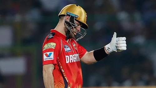 AP/Surjeet Yadav : Punjab Kings' Josh Inglis celebrates after scoring fifty runs