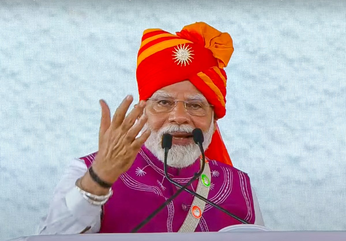-PTI : Prime Minister Narendra Modi addresses a public meeting during the inauguration of Loco Manufacturing Shop and various development projects, in Dahod, Monday, May 26, 2025.