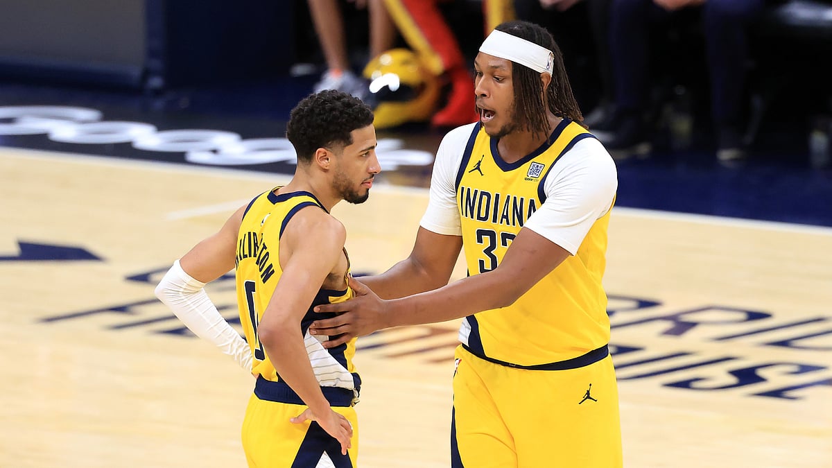 Indian Pacers Myles Turner and Tyrese Haliburton