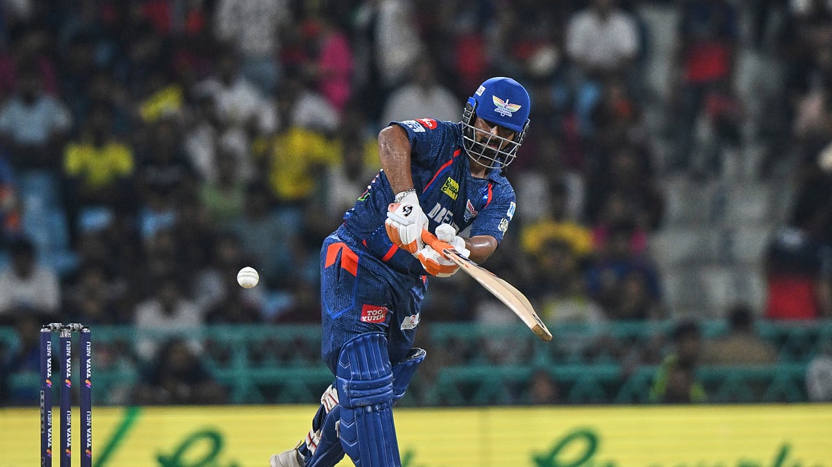 AP Photo : Lucknow Super Giants' captain Rishabh Pant plays a shot during the Indian Premier League cricket match between in Lucknow.
