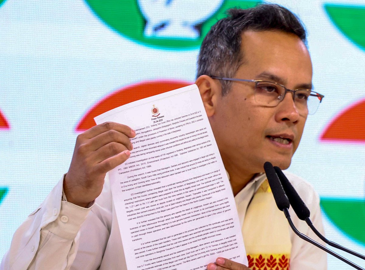PTI : Gaurav Gogoi addresses a press briefing