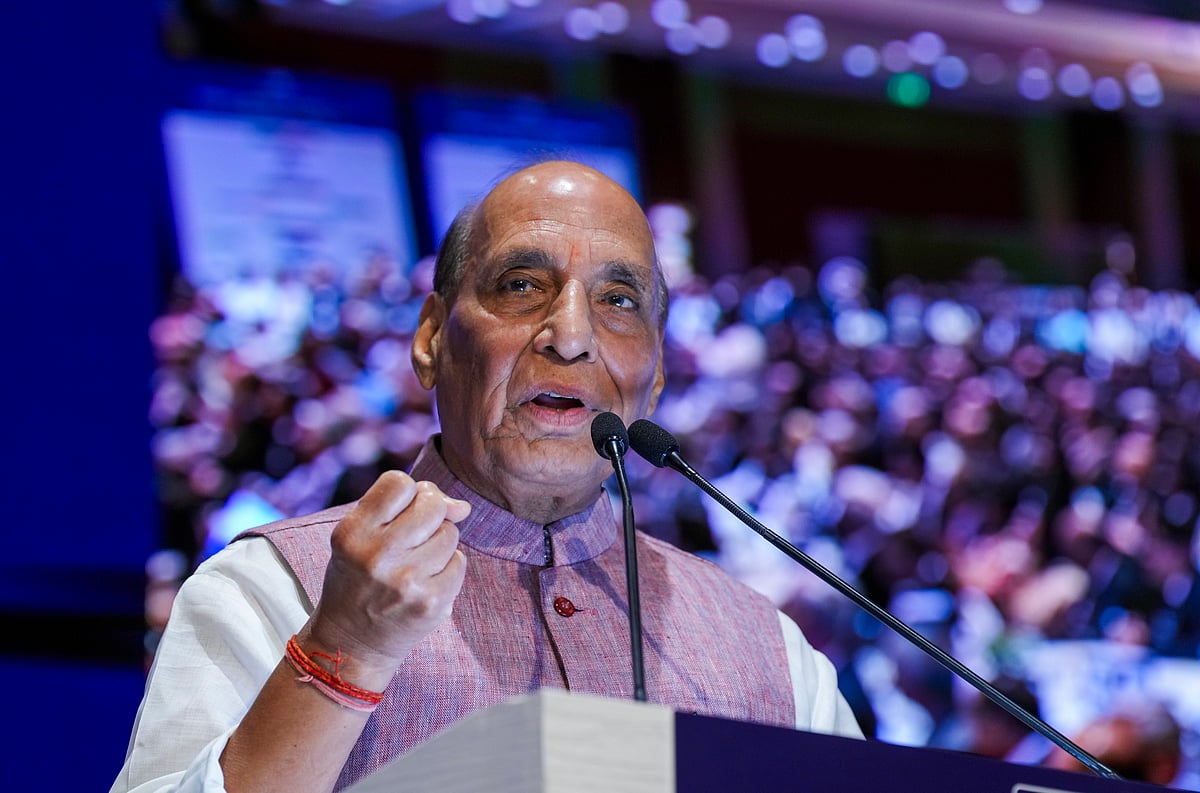 Defence Minister Rajnath Singh at CII Annual General Meeting & Business Summit 2025 - PTI