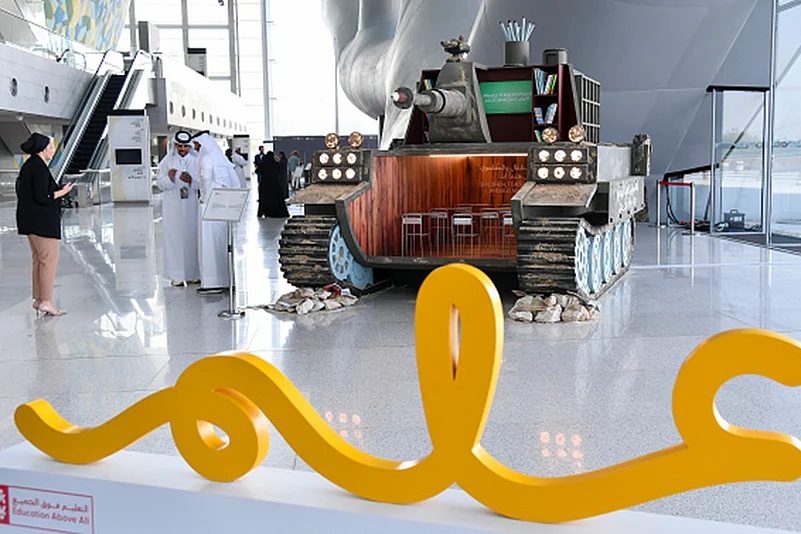 Israel Palestine war: Installation titled Education Under Siege in Qatar