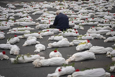 Anti-war art installation in Tehran