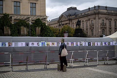 "Square of the Hamas Hostages" installation at Bebelplatz in Germany