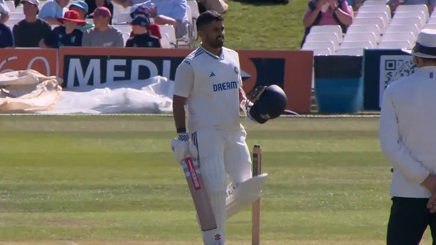 X/ImTanujSingh : Karun Nair celebrates his ton against England Lions.