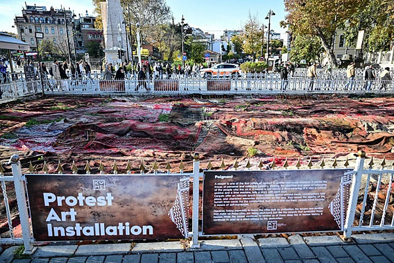 Israel Palestine war: Art installation Poignant near Hagia Sophia Mosque