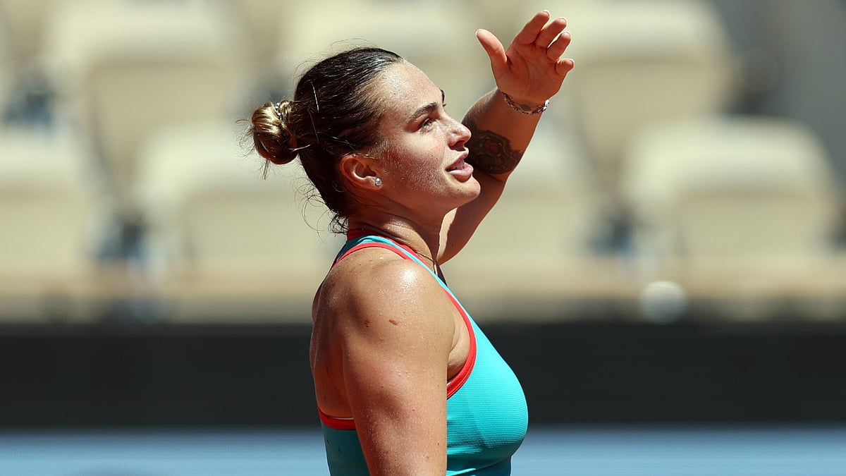 Aryna Sabalenka after her win on Friday - null