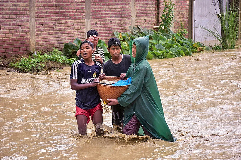 Heavy Rainfall Hits Northeast India: Waterlogging and rain in Manipur