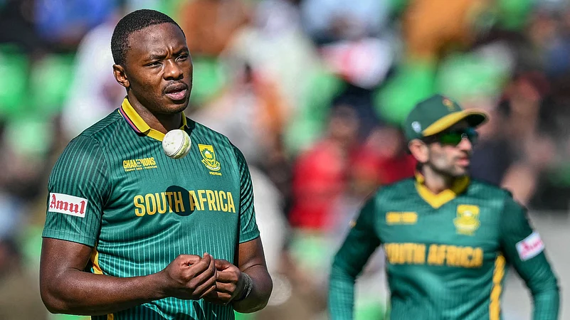 Kagiso Rabada (L) in action for South Africa against New Zealand in March
