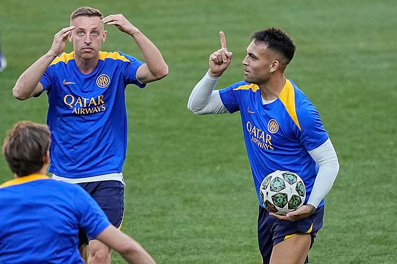 UEFA Champions League 2024-25 Final: Inter Milan training session, Lautaro Martinez
