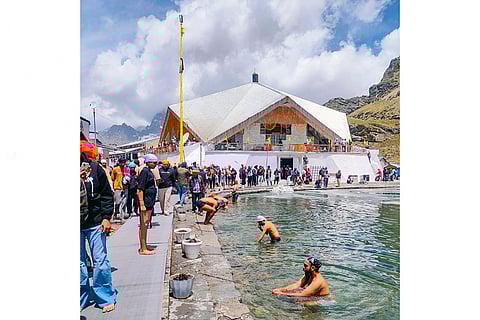 People visit Hemkund Sahib Gurdwara