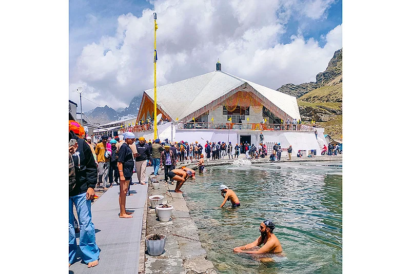 People visit Hemkund Sahib Gurdwara