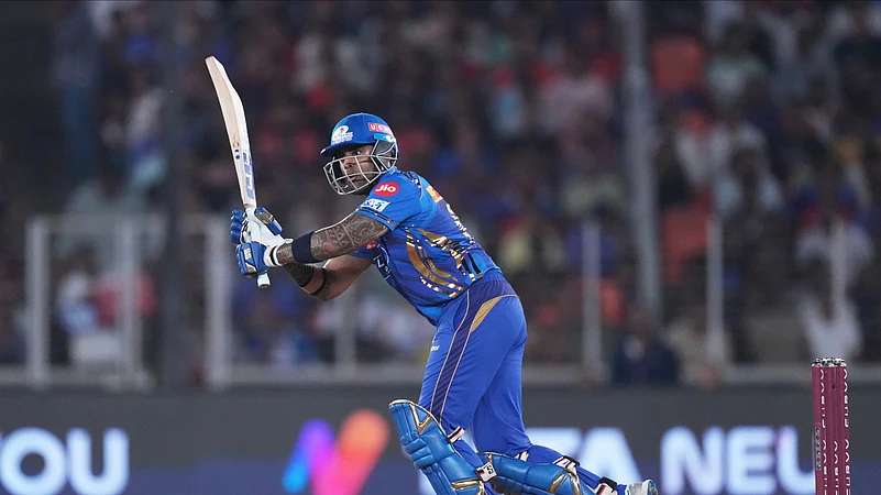Mumbai Indians Suryakumar Yadav plays a shot during the IPL 2025. AP