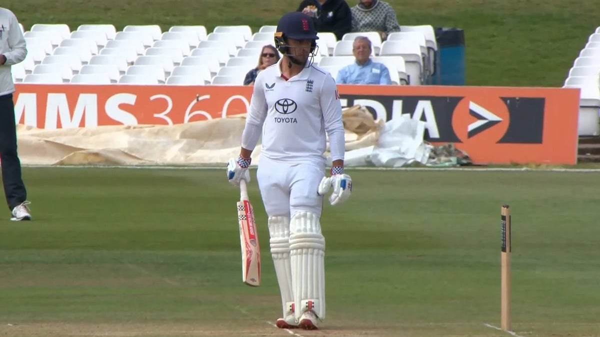 | Photo: Screenshot : India A vs England Lions: Tom Haines in action on Day 3 of the first unofficial Test at Canterbury.