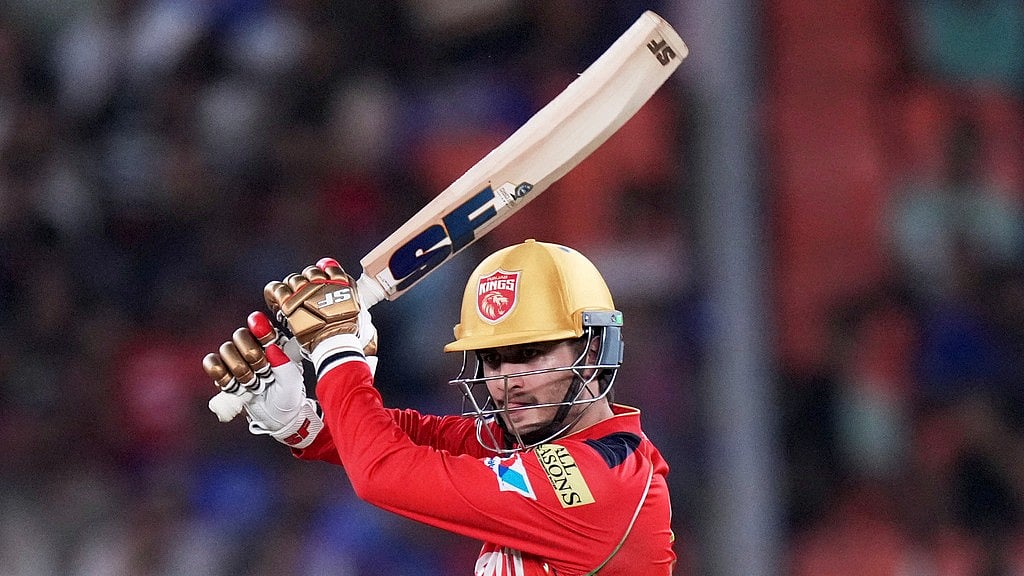 Photo: AP : Punjab Kings' Priyansh Arya plays a shot during the Indian Premier League Qualifier 2 match against Mumbai Indians at Narendra Modi Stadium in Ahmedabad.