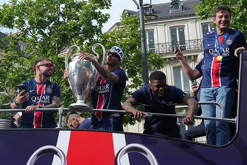 France Soccer Champions League Final PSG Victory Parade in Paris_PSG players