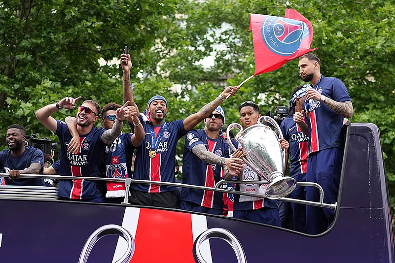 France Soccer Champions League Final PSG Victory Parade in Paris_PSG players