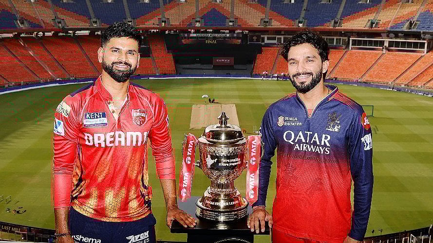 Shreyas Iyer and Rajat Patidar with the IPL 2025 trophy - X/IPL